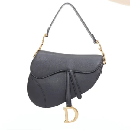 Dior Saddle Bag With Strap M0455 Black Grained Calfskin